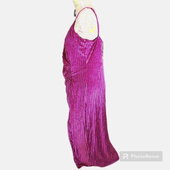 HOUSE OF HARLOW 1960 REVOLVE SIZE XL MAGENTA BLACK STRIPED VELVET WRAP DRESS NWT - Picture 5 of 12